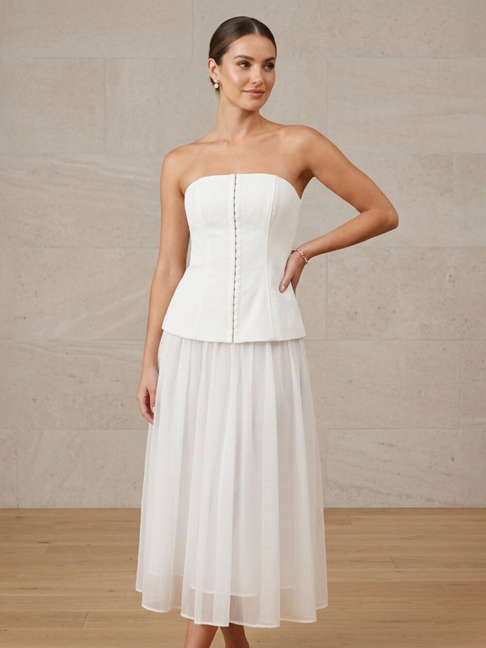 Ever New Alexis Hook and Eye Sheer Midi Dress NWT White Size 4